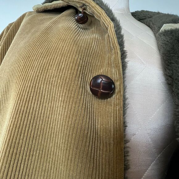 Vintage Grande Bay Corduroy Faux Fur Lined Chore Coat Size 46 Made in Japan - Picture 6 of 8